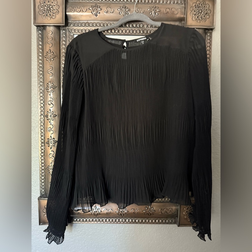 Express Black Pleated Blouse